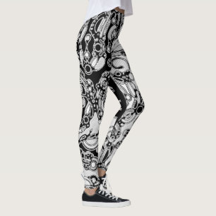 Black And White Geometric Art 3 Leggings