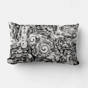 Black And White Geometric Art 3 Lumbar Cushion