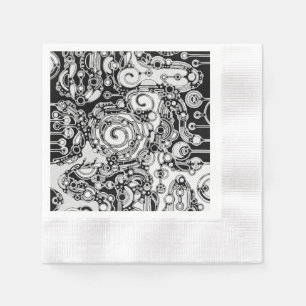 Black And White Geometric Art 3 Napkin