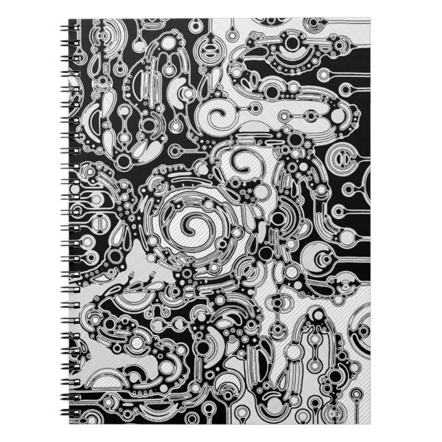 Black And White Geometric Art 3 Notebook (Front)