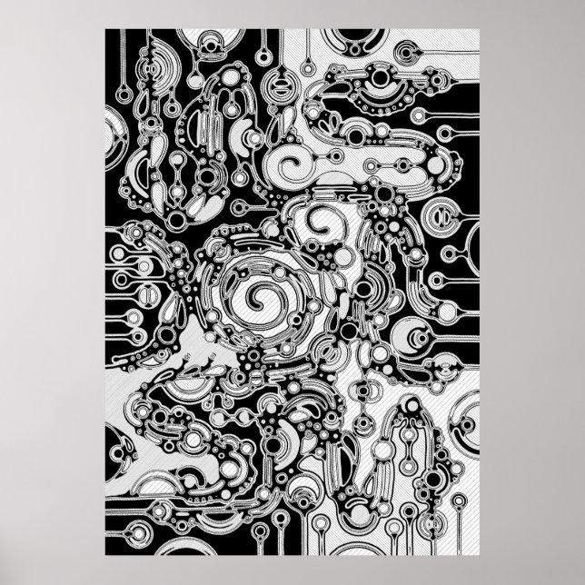 Black And White Geometric Art 3 Poster (Front)