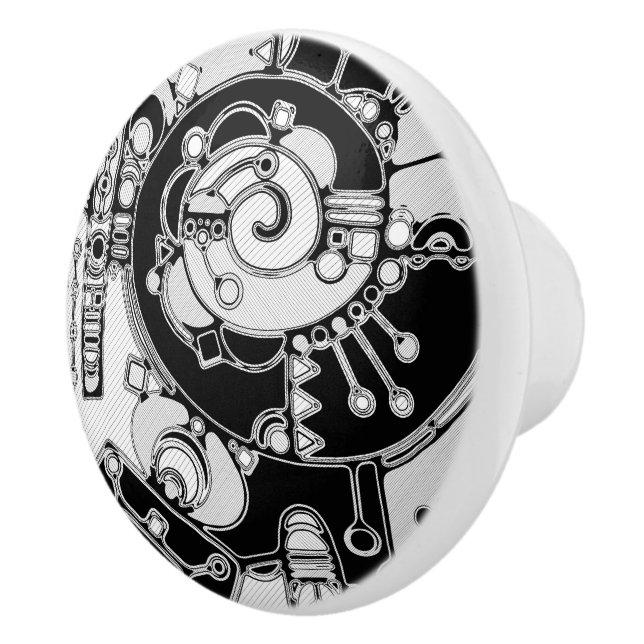 Black And White Geometric Art 4 Ceramic Knob (Right)