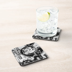 Black And White Geometric Art 4 Coaster