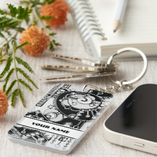 Black And White Geometric Art 4 Key Ring