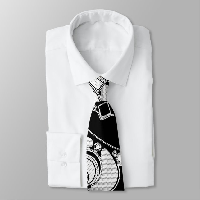 Black And White Geometric Art 4 Tie (Tied)
