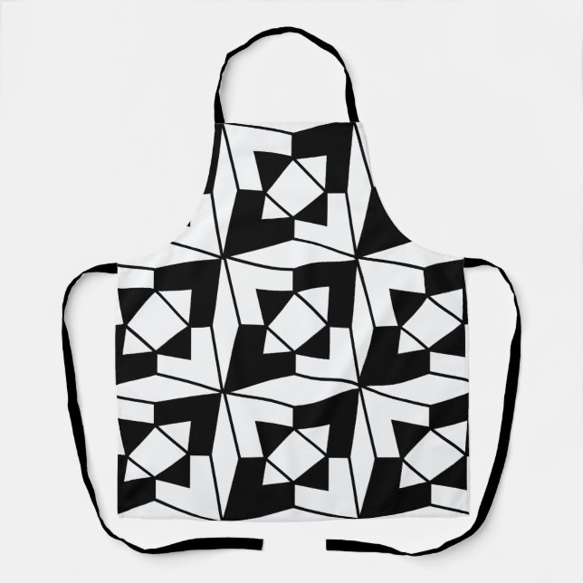 Black and White Geometric Art Apron (Front)