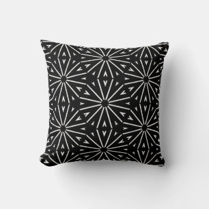 Black And White Geometric Artdeco Throw Pillow