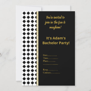 BLACK AND WHITE GEOMETRIC BACHELOR PARTY INVITE
