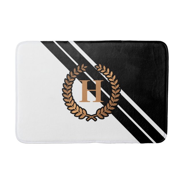 Black and White Geometric Bath Mat (Front)