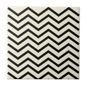 Black and White Geometric Chevron Zig Zag Pattern Tile