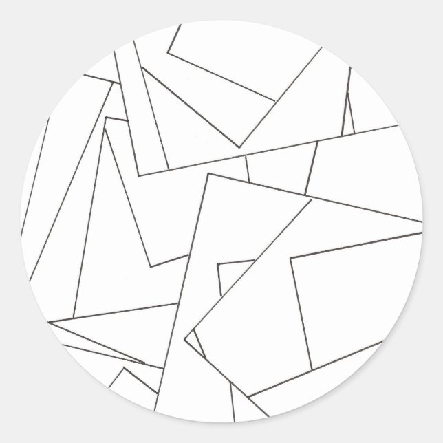 Black And White Geometric Classic Round Sticker (Front)