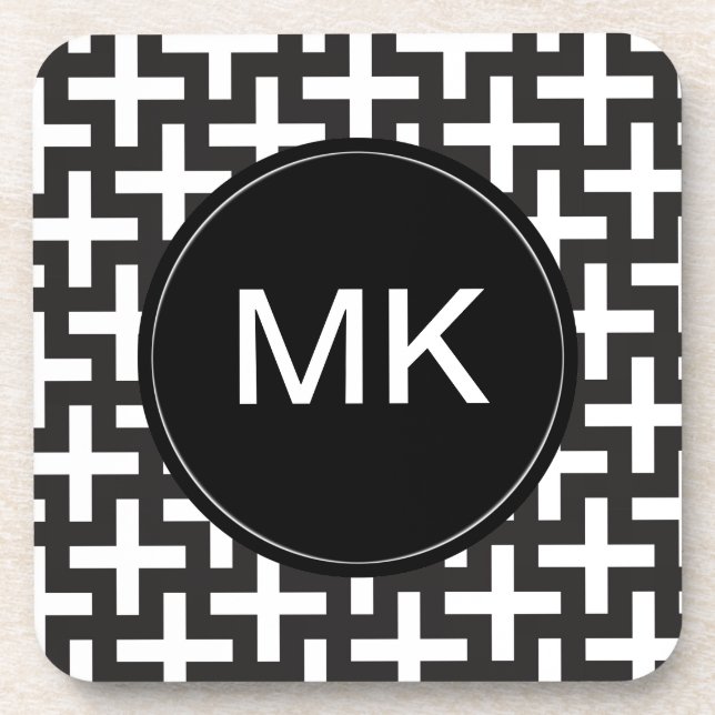 Black and White Geometric Coaster (Front)