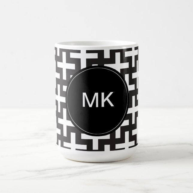 Black and White Geometric Coffee Mug (Center)