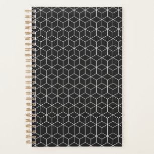 Black and White Geometric Cube Pattern Planner