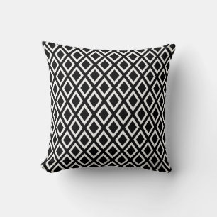 Black and white geometric diamond pattern cushion