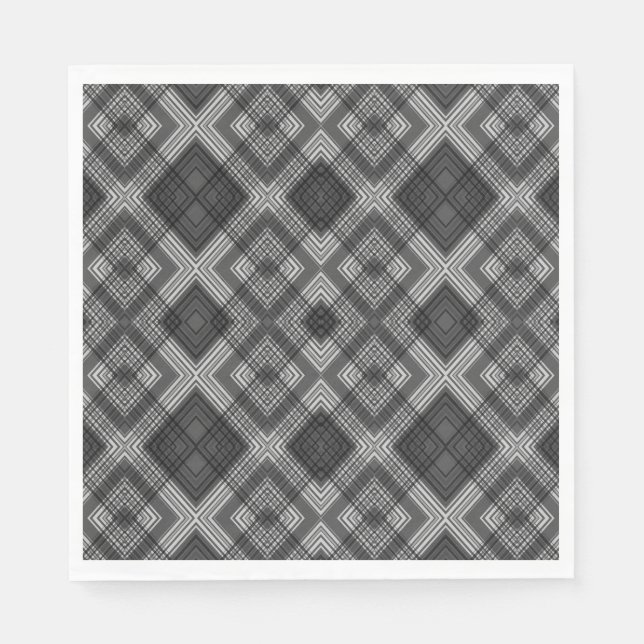 Black and white geometric diamond pattern napkin (Front)