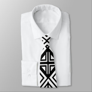 Black and White Geometric Diamond Pattern   Tie