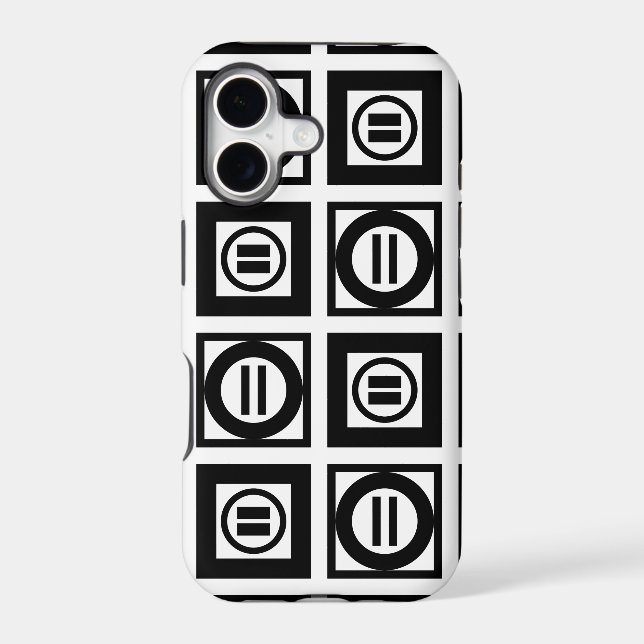 Black and White Geometric Equal Sign Pattern (Back)