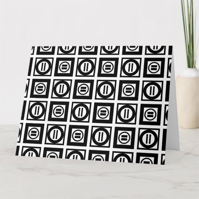 Black and White Geometric Equal Sign Pattern Card (Front)