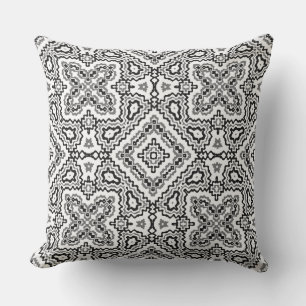 black and white geometric ethnic pattern ornament cushion