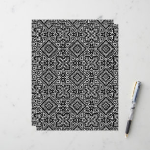 black and white geometric ethnic pattern ornament custom letterhead