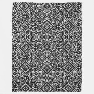  black and white geometric ethnic pattern ornament fleece blanket