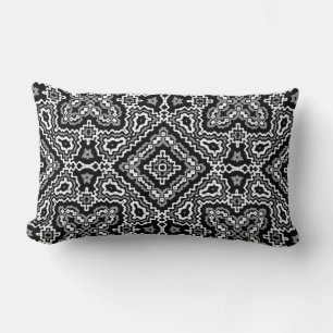 black and white geometric ethnic pattern ornament lumbar cushion