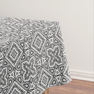 black and white geometric ethnic pattern ornament tablecloth