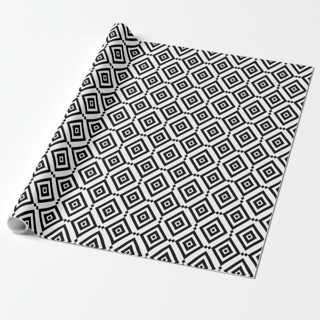 Black and White Geometric Gift Wrapping Paper (Unrolled)