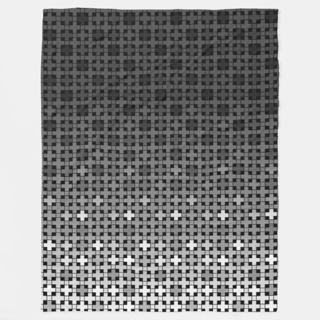 Black and white geometric gradient pattern  fleece blanket (Front)