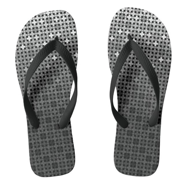 Black and white geometric gradient pattern  jandals (Footbed)