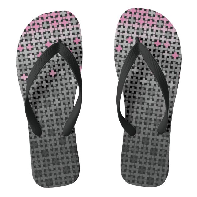 Black and white geometric gradient pattern  jandals (Footbed)
