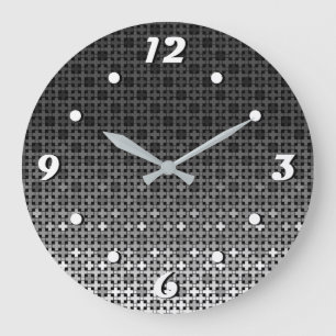 Black and white geometric gradient pattern  large clock