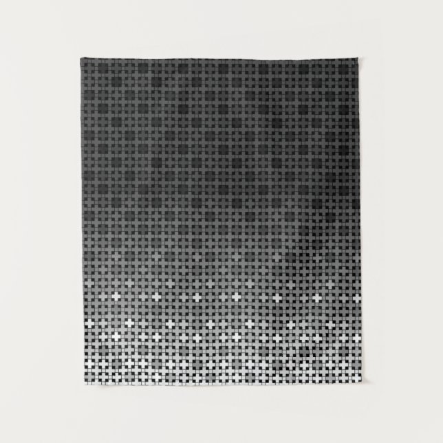 Black and white geometric gradient pattern  tapestry (Front)