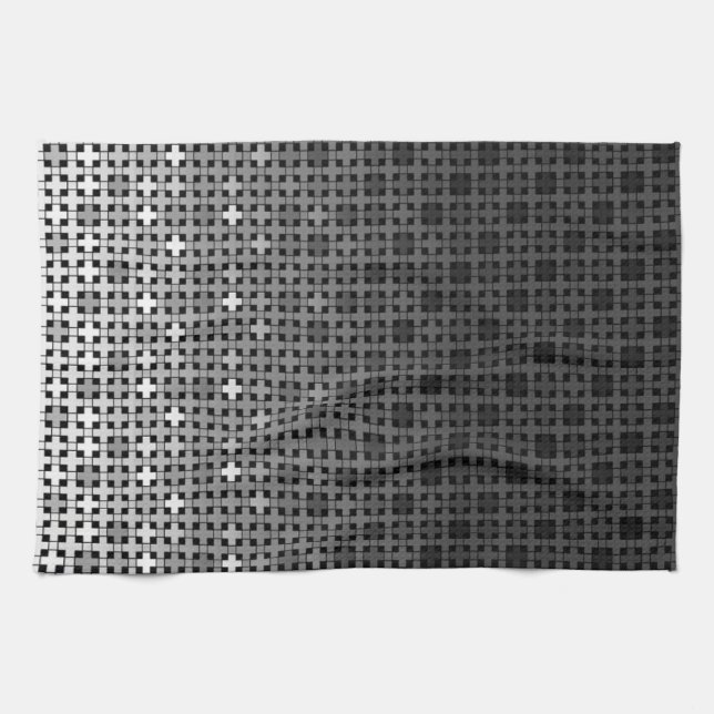 Black and white geometric gradient pattern  tea towel (Horizontal)