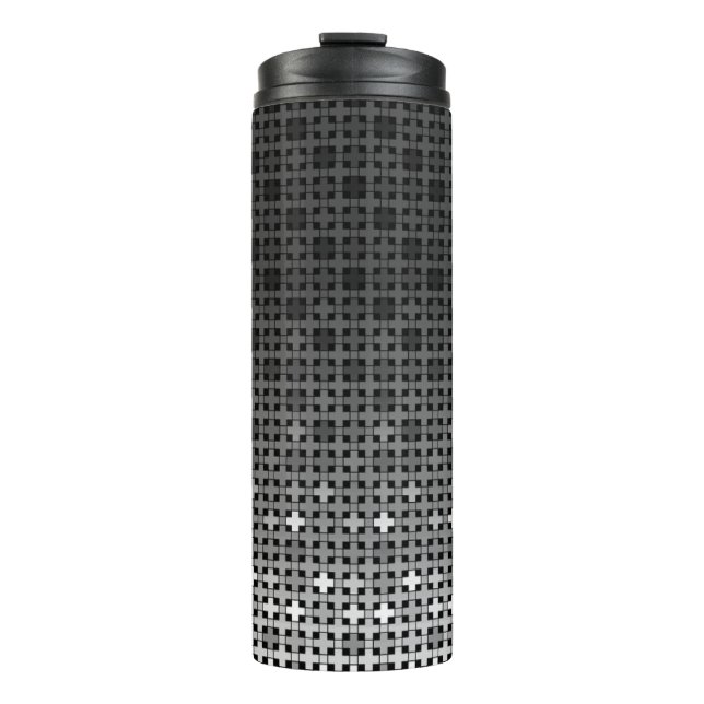 Black and white geometric gradient pattern  thermal tumbler (Front)