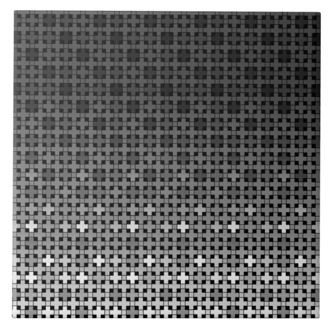 Black and white geometric gradient pattern  tile (Front)