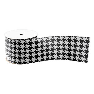 Black and White Geometric Houndstooth  Grosgrain Ribbon