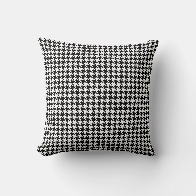 Black and White Geometric Houndstooth Pattern Cushion (Front)
