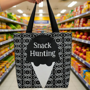Black And White Geometric Ice Cream Cone Tote Bag