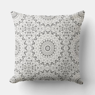 Black and White Geometric Mandala Pattern Cushion