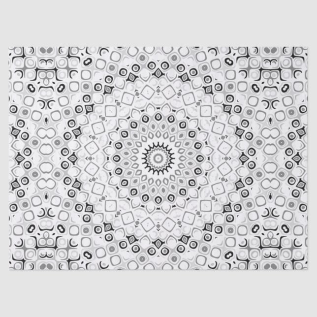 Black and White Geometric Mandala Pattern Tissue Paper (Front)