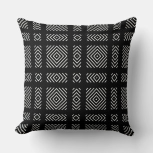 Black and white geometric pattern Ama Cushion