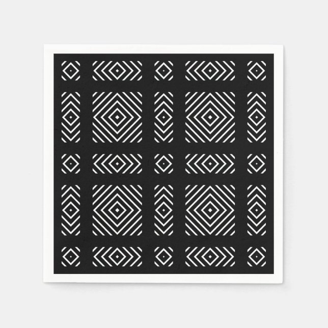 Black and white geometric pattern Ama Napkin (Front)