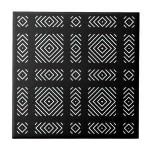 Black and white geometric pattern Ama Tile