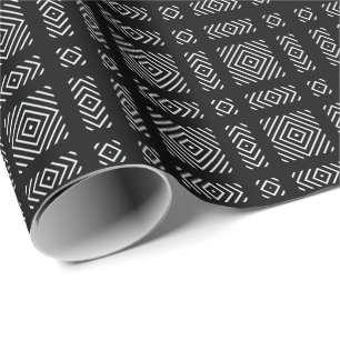 Black and white geometric pattern Ama Wrapping Paper