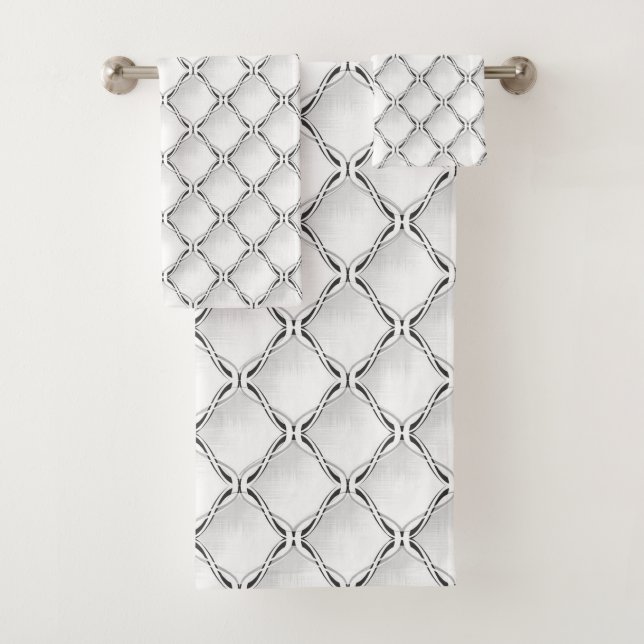 Black and white geometric pattern. bath towel set (Insitu)