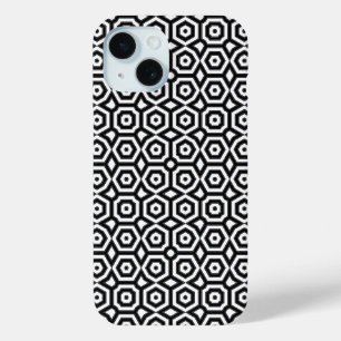 Black and white geometric pattern iPhone 15 case