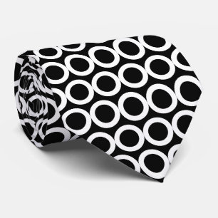 Black and White Geometric Pattern Circles Tie