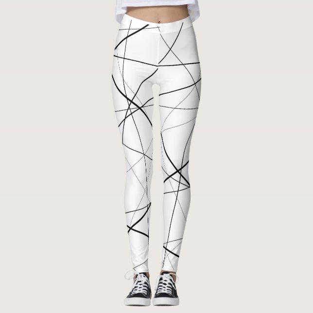 Black and white geometric pattern leggings (Front)